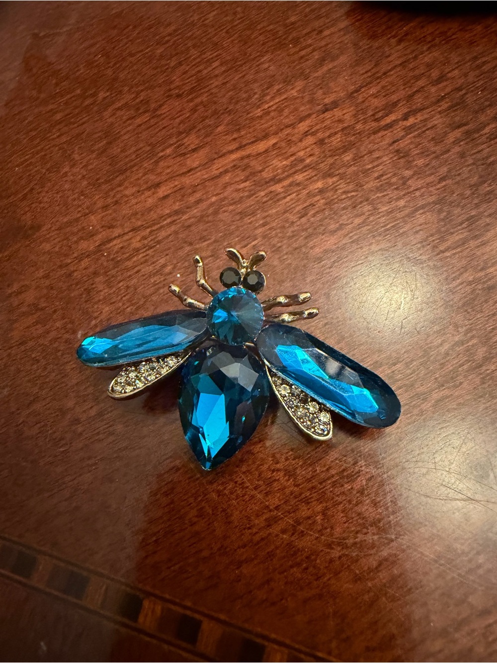 Blue Crystal Bee Brooch